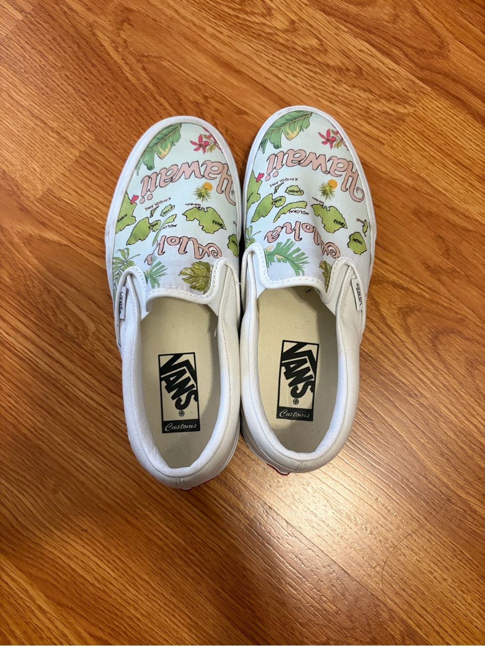 Vans Customs Classic Slip-On Hawaii Island Map Aloha Shoes